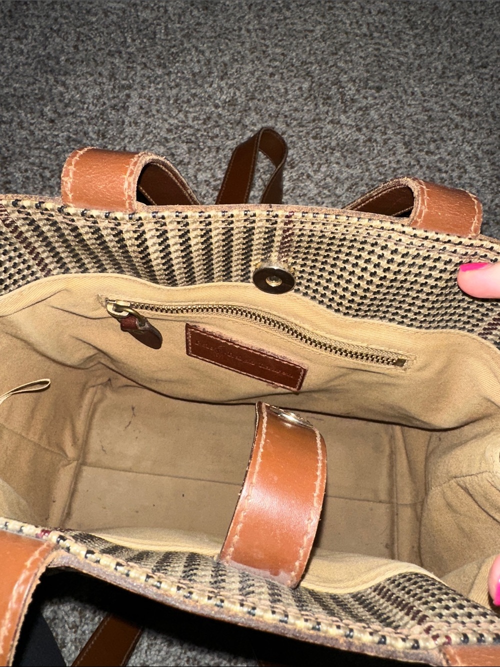 Vintage 80s Polo Ralph Lauren Tote Purse Leather Shoulder Bag Coated Shopper 90s - Picture 3 of 8